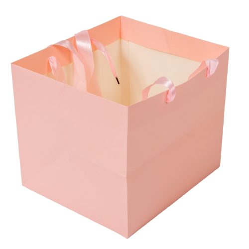 Virágtasak szalaggal világosrózsaszín 23x20x20cm