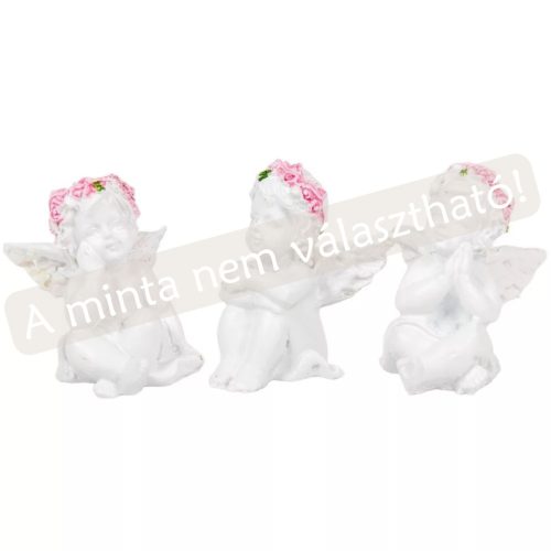 Angyal rózsás ülő poly fehér 4,5cm