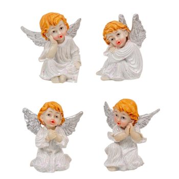 Angyal ezüst szárnnyal polyresin 6cm
