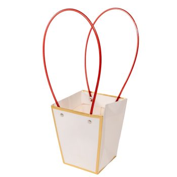 Virágtasak fehér arany szegéllyel 9,5x13x15,5cm