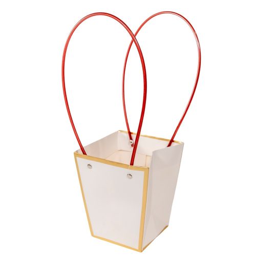 Virágtasak fehér arany szegéllyel 9,5x13x15,5cm