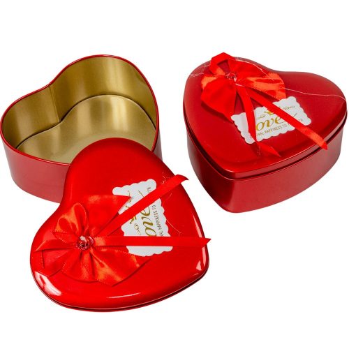 Szív alakú fém doboz masnival M4,5x11,5cm