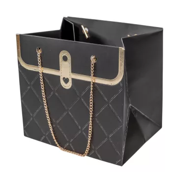 Papírtáska fekete 16x12x15cm