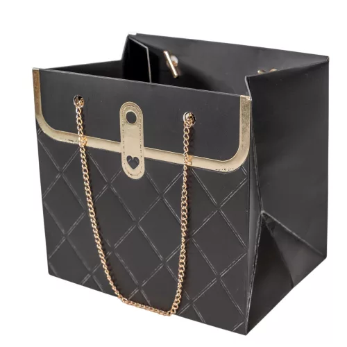 Papírtáska fekete 16x12x15cm