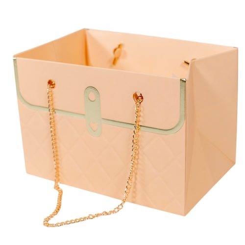 Virág tasak lánccal barack 15x10x10,5 cm