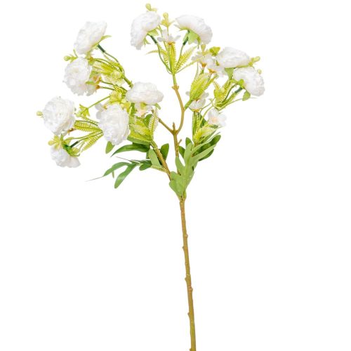 Tearózsa ág 5ágú fehér M58cm 24db/#