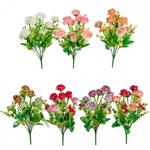 Rózsa, eukaliptusz  csokor 10v.M42cm 48db/#