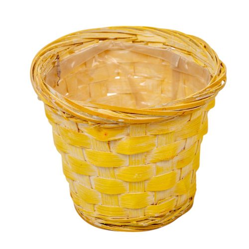 Antikolt bambusz kaspó sárga 13x10cm