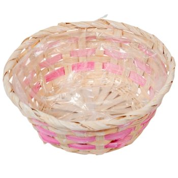 Bambusz tál bélelt rózsaszín D20cm M8cm