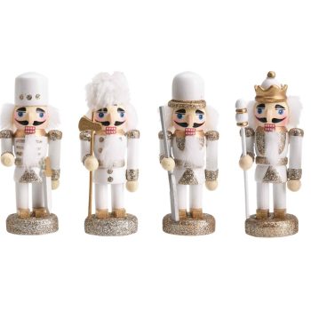 Diótörő figura fa fehér-arany M9cm