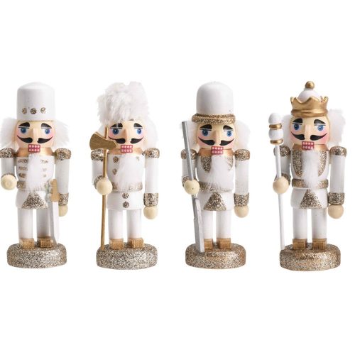 Diótörő figura fa fehér-arany M9cm