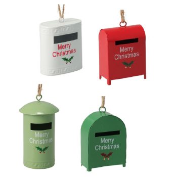Postaláda fém akasztós Merry Christmas felirattal  6-8cm