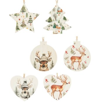 Nyomott karácsonyi mintás akasztós dísz 10cm