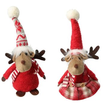 Szarvas textil piros 20cm