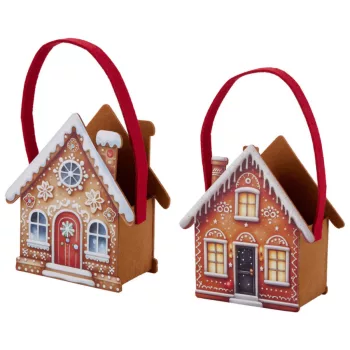 Mézeskalács ház alakú filc kosár 18cm