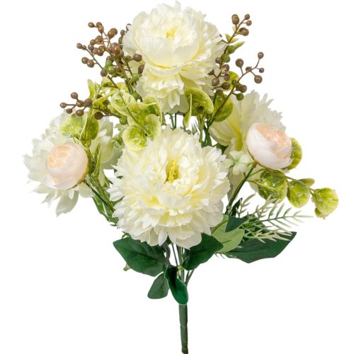 Peony csokor 7v. krém M40cm 12db/#