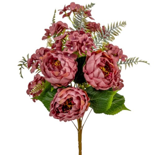 Peoni, hortenzia féloldalas csokor 11v. világos lila M50cm 8db/#