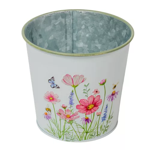 Meadow virágmintás fém kaspó fehér D11,5x10,7cm