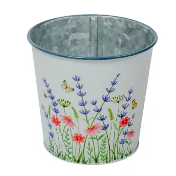 Meadow virágmintás fém kaspó fehér D11,5x10,7cm