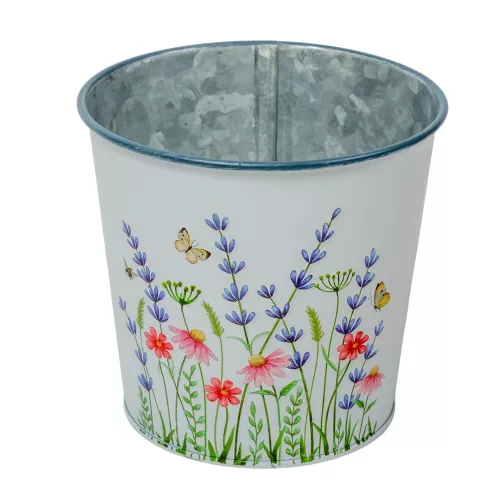 Meadow virágmintás fém kaspó fehér D11,5x10,7cm