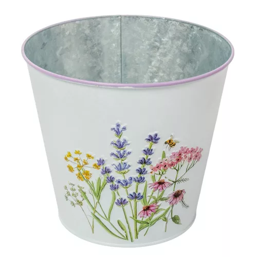 Meadow virágmintás fém kaspó fehér D16x14,8cm