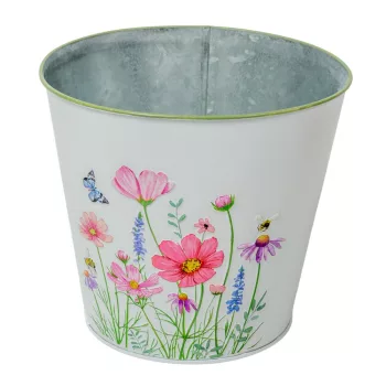 Meadow virágmintás fém kaspó fehér D18x14,8cm