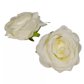 Nyílt rózsafej D7cm krém-zöld 12db/csom