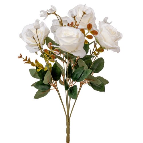 Rózsa csokor 5 virágos krém 47cm