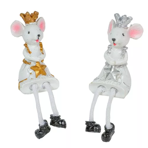 Lógólábú egér koronás polyresin 9cm