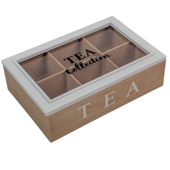 Teás doboz fa 6 rekeszes M7x16x24cm