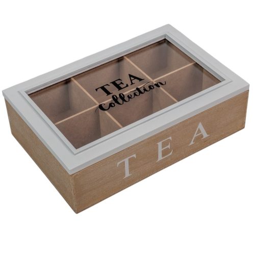 Teás doboz fa 6 rekeszes M7x16x24cm