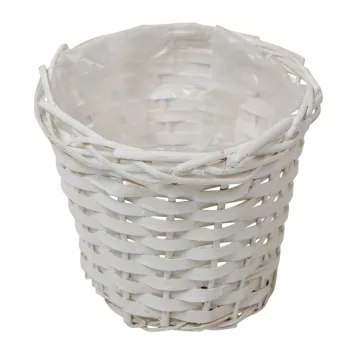 Hasított fa kaspó bélelt fehér D18,5cm M17cm