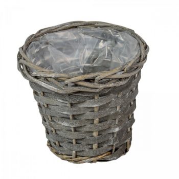 Hasított fa kaspó szürke béltlt 17cm x 15cm