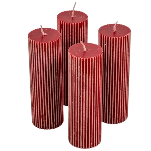 Kontúrozott bordás henger gyertya 50x150mm bordó 4db/csom (db ár)