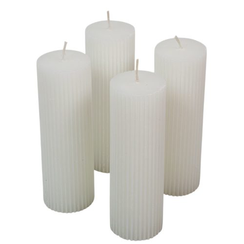 Kontúrozott bordás henger gyertya 50x150mm fehér  4db/csom (db ár)