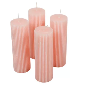   Kontúrozott bordás henger gyertya 50x150mm púder 4db/csom (db ár)
