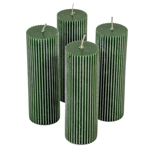 Kontúrozott bordás henger gyertya 50x150mm zöld 4db/csom (db ár)