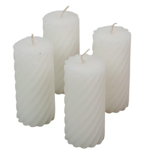 Kontúrozott csavart henger gyertya 55x100mm fehér 4db/csom (db ár)