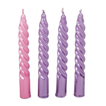   Metál kis csavart gyertya 3lila 1rózsaszín 150mm (db ár) 30db/csom