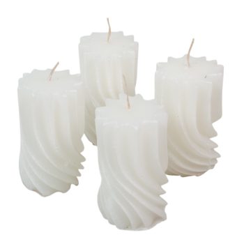   Kontúrozott hullámos henger gyertya 55x95mm fehér 4db/csom (db ár)