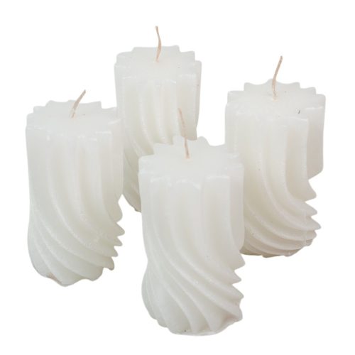Kontúrozott hullámos henger gyertya 55x95mm fehér 4db/csom (db ár)