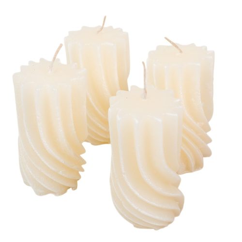 Kontúrozott hullámos henger gyertya 55x95mm ivory 4db/csom (db ár)