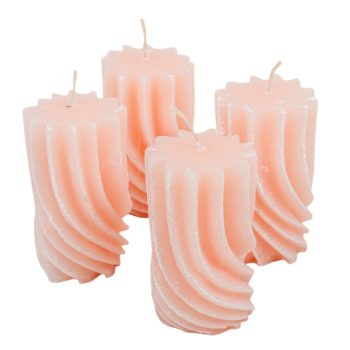   Kontúrozott hullámos henger gyertya 55x95cm púder 4db/csom (db ár)