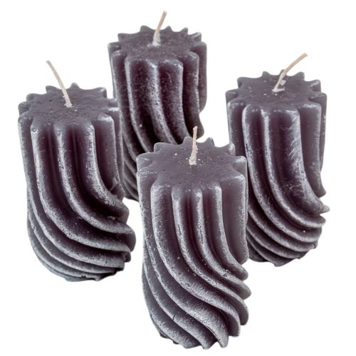 Kontúrozott hullámos henger gyertya 55x95mm szürke 4db/csom (db ár)