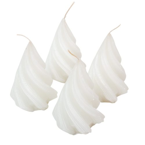 Kontúrozott csavart kúp gyertya 88x115mm fehér 4db/csom (db ár)