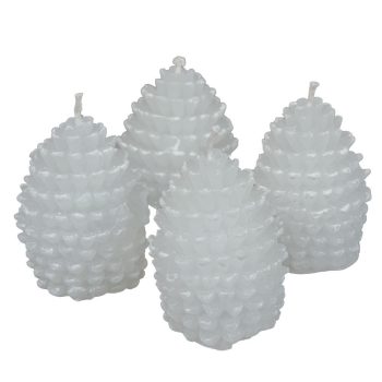   Kontúrozott toboz gyertya kicsi 52x70mm fehér 4db/csom (db ár)