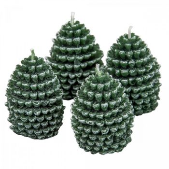   Kontúrozott toboz gyertya kicsi 52x70mm sötét zöld 4db/csom (db ár)