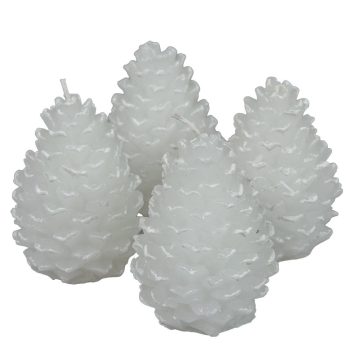   Kontúrozott toboz gyertya nagy 70x95mm fehér 4 darabos csomagban rendelhető | darab ár!