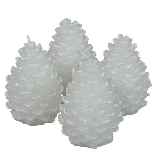 Kontúrozott toboz gyertya nagy 70x95mm fehér 4 darabos csomagban rendelhető | darab ár!