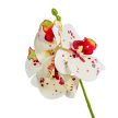 Orchidea ág levéllel gumi fehér-rózsaszín 48cm